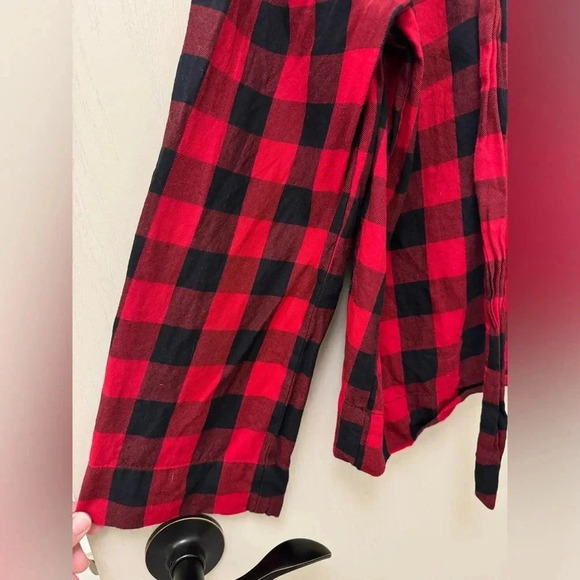 Madewell 100% cotton buffalo plaid red and black tie front blouse size S - Picture 4 of 9